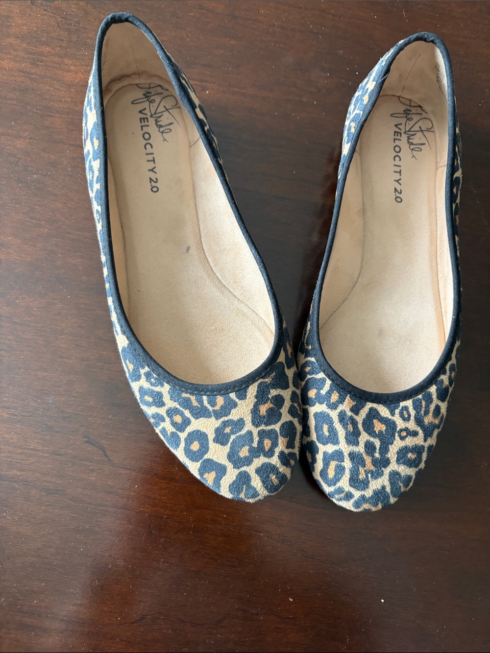 Life Stride Leopard Print Ballet Flats in Tan and Black